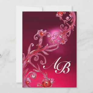 MAGIC BERRIES 4,MONOGRAM red ruby ice Invitation