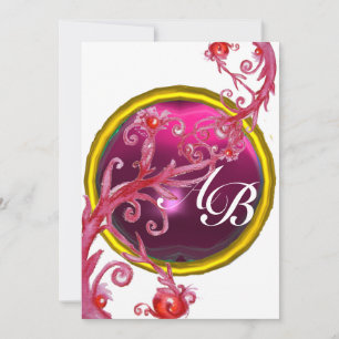 MAGIC BERRIES 4,MONOGRAM red ruby Invitation