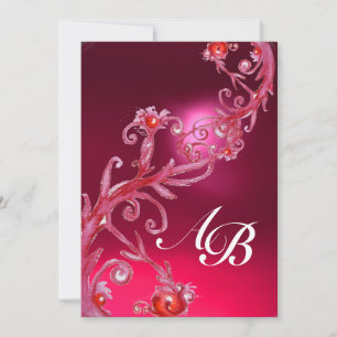 MAGIC BERRIES 4,MONOGRAM red ruby Invitation