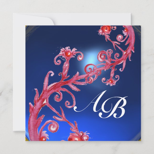 MAGIC BERRIES 4,MONOGRAM red sapphire champagne Invitation (Front)