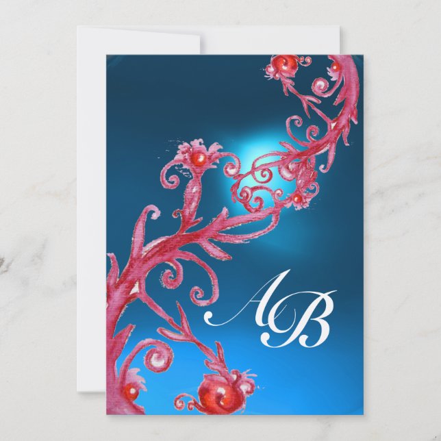 MAGIC BERRIES 4,MONOGRAM red sapphire gold Invitation (Front)