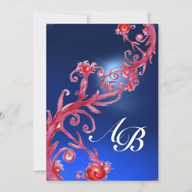 MAGIC BERRIES 4,MONOGRAM red sapphire Invitation (Front)