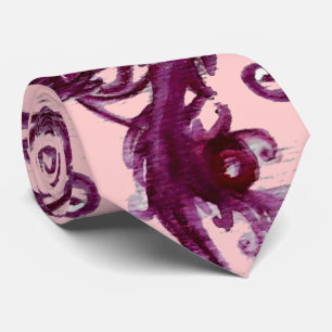 MAGIC BERRIES Fantasy Pink Purple Floral Swirls Tie