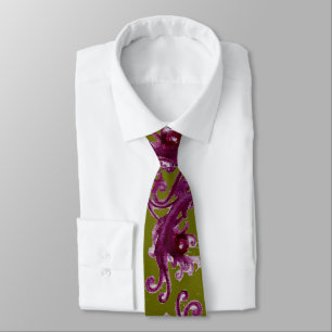 MAGIC BERRIES Fantasy Yellow Purple Floral Swirls Tie