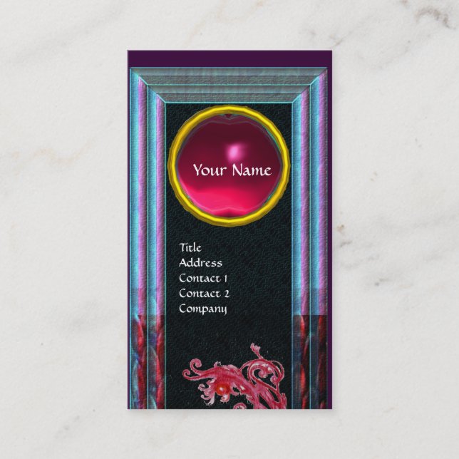 MAGIC BERRIES gem MONOGRAM blue Business Card (Front)