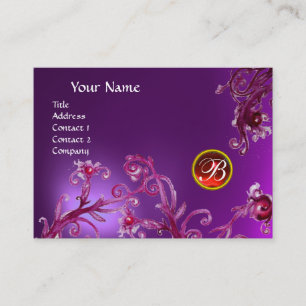 MAGIC BERRIES MONOGRAM,amethyst purple red Business Card