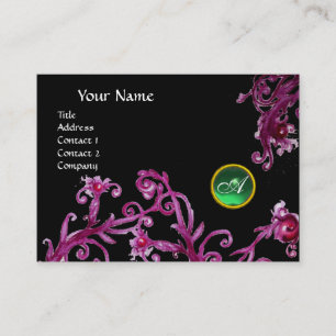 MAGIC BERRIES MONOGRAM black gem green Business Card