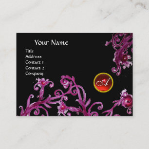 MAGIC BERRIES MONOGRAM black gem red Business Card