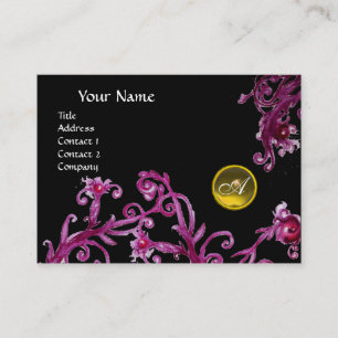 MAGIC BERRIES MONOGRAM black gem yellow Business Card