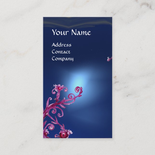 MAGIC BERRIES MONOGRAM blue Business Card (Front)