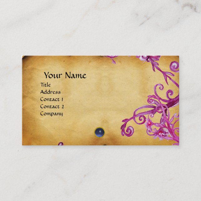 MAGIC BERRIES  MONOGRAM gem blue parchment Business Card (Front)
