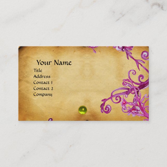 MAGIC BERRIES  MONOGRAM gem blue parchment Business Card (Front)