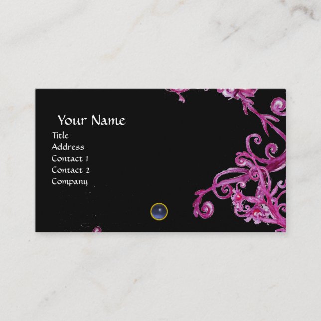 MAGIC BERRIES  MONOGRAM gem blue pearl Business Card (Front)