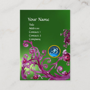 MAGIC BERRIES MONOGRAM GEM emerald green blue Business Card