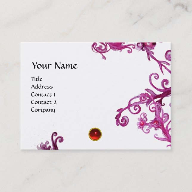 MAGIC BERRIES  MONOGRAM gem red Business Card (Front)