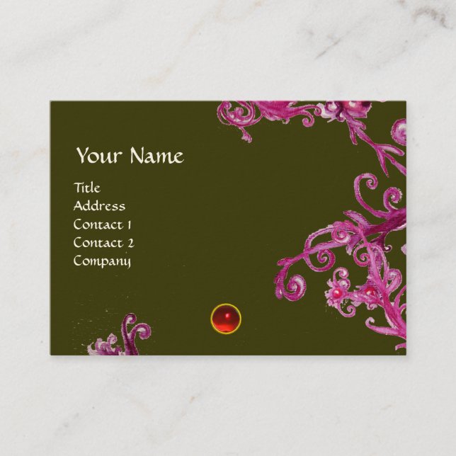 MAGIC BERRIES  MONOGRAM gem red Business Card (Front)