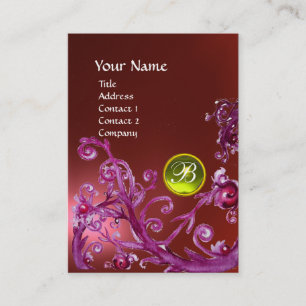 MAGIC BERRIES MONOGRAM GEM ruby red yellow Business Card