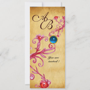MAGIC BERRIES  MONOGRAM  Parchment Blue Sapphire Invitation
