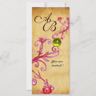 MAGIC BERRIES  MONOGRAM  parchment gem yellow Invitation
