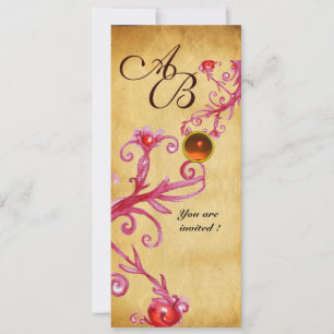 MAGIC BERRIES  MONOGRAM  Parchment  Orange Agate Invitation