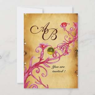 MAGIC BERRIES MONOGRAM Parchment Yellow rsvp Invitation