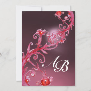 MAGIC BERRIES,MONOGRAM pnk amethyst red Invitation