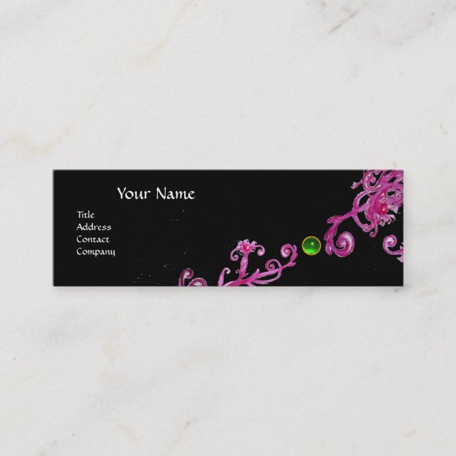 MAGIC BERRIES MONOGRAM purple pink black green Mini Business Card (Front)