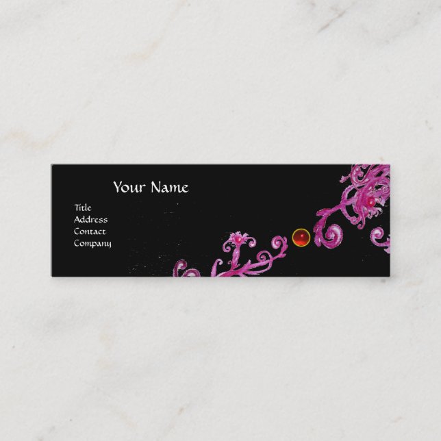 MAGIC BERRIES MONOGRAM purple pink black red Mini Business Card (Front)