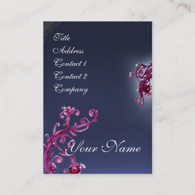 MAGIC BERRIES MONOGRAM purple red blue dark Business Card (Front)
