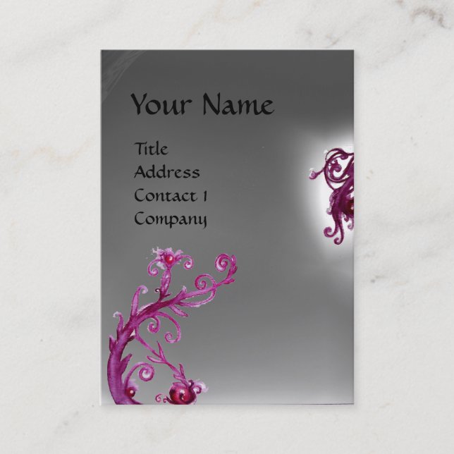 MAGIC BERRIES MONOGRAM purple red white Business Card (Front)