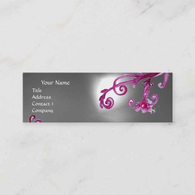 MAGIC BERRIES MONOGRAM purple red white Mini Business Card (Front)