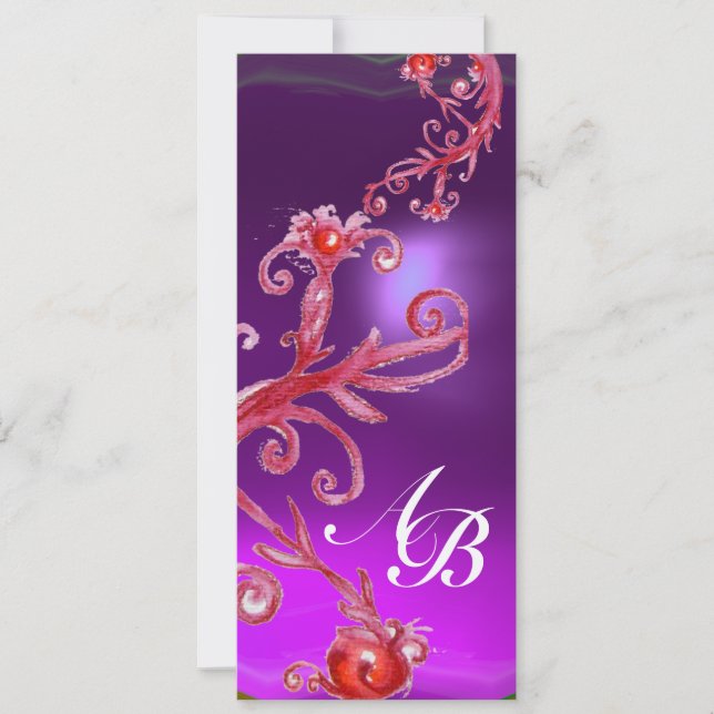 MAGIC BERRIES MONOGRAM purple white champagne Invitation (Front)