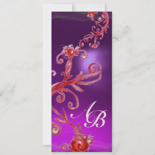 MAGIC BERRIES MONOGRAM purple white champagne Invitation