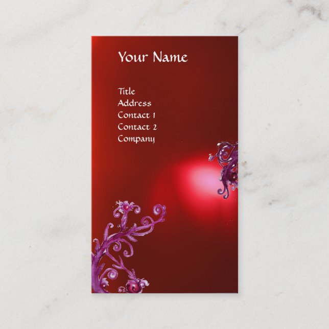 MAGIC BERRIES MONOGRAM red Business Card (Front)