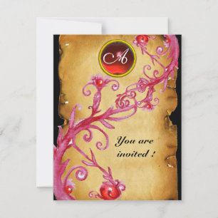MAGIC BERRIES  MONOGRAM,  red Invitation