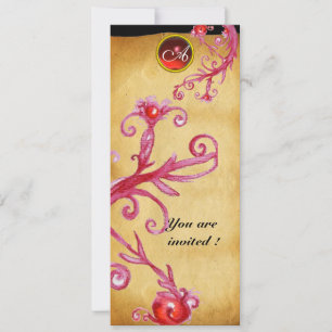 MAGIC BERRIES  MONOGRAM,  red Invitation
