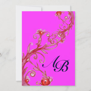MAGIC BERRIES,MONOGRAM red purple Invitation