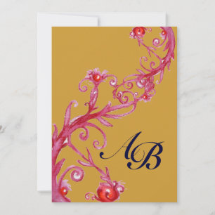 MAGIC BERRIES,MONOGRAM red yellow Invitation
