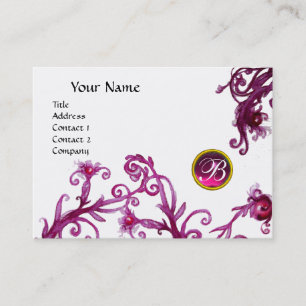 MAGIC BERRIES MONOGRAM, ruby red pink Business Card