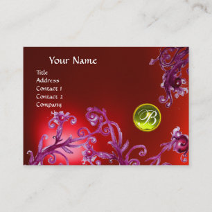 MAGIC BERRIES MONOGRAM, ruby red yellow Business Card