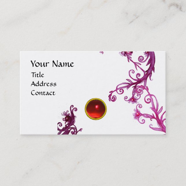 MAGIC BERRIES  MONOGRAM  swirl gem red eggshell Business Card (Front)