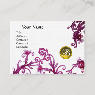 MAGIC BERRIES MONOGRAM, topaz yellow linen Business Card