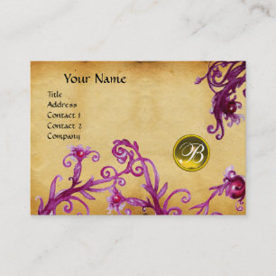 MAGIC BERRIES MONOGRAM, topaz yellow parchment Business Card