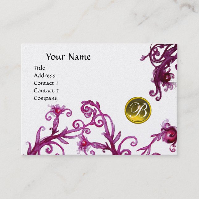 MAGIC BERRIES MONOGRAM,  topaz yellow platinum Business Card (Front)