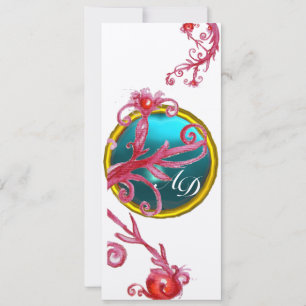 MAGIC BERRIES MONOGRAM white blue red purple gold Invitation