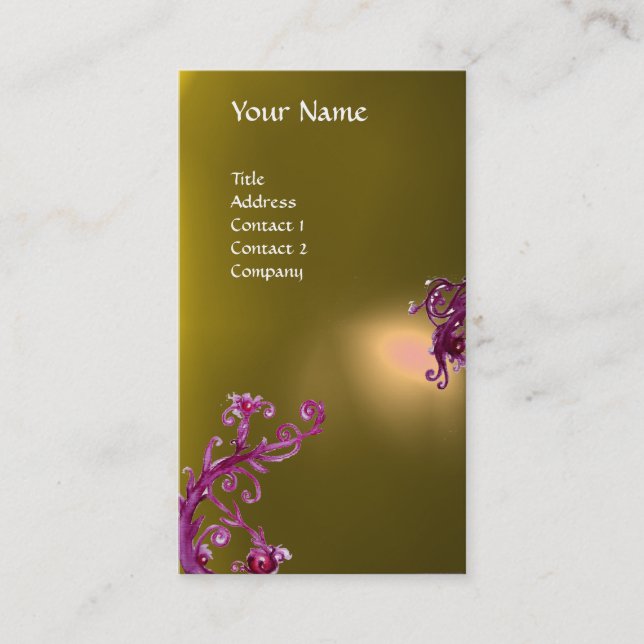 MAGIC BERRIES MONOGRAM yellow Business Card (Front)