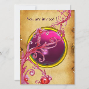 MAGIC BERRIES PARCHEMENT GEM red ruby Invitation