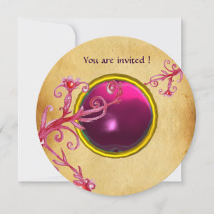 MAGIC BERRIES PARCHEMENT GEM red ruby Invitation