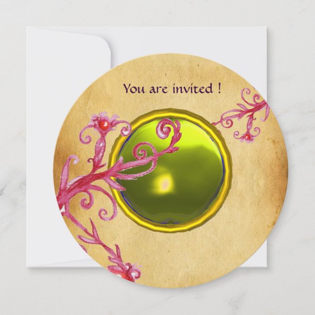 MAGIC BERRIES PARCHEMENT GEM yellow topaz Invitation (Front)