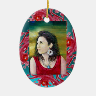 MAGIC BERRIES PHOTO TEMPLATE Red Ruby Ceramic Tree Decoration